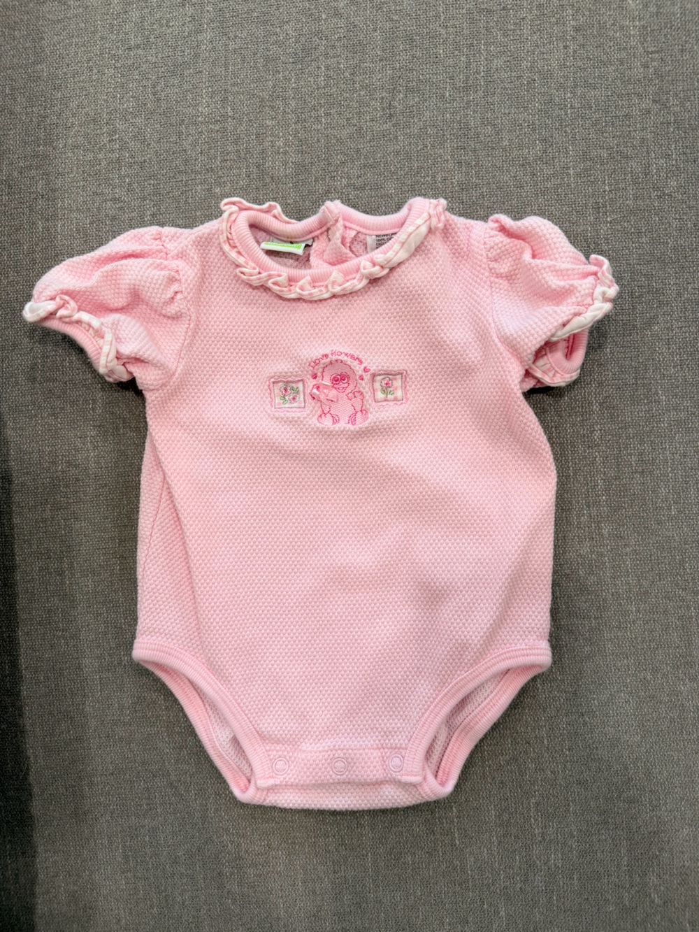 Vintage Big Bird Baby Pink Sesame Street Textured Bodysuit